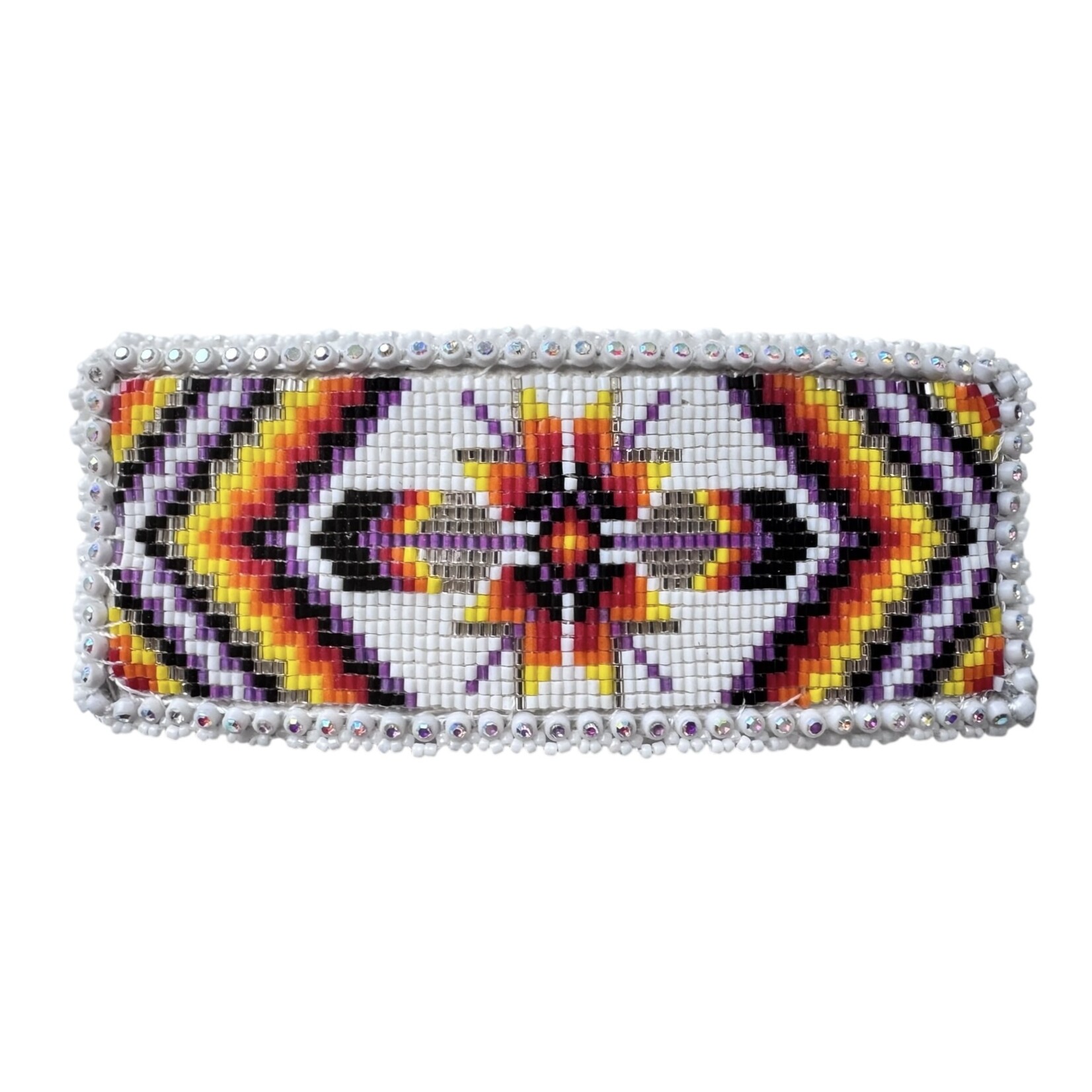 CUT GLASS BARRETTE - 25 ROWS - STAR AND FEATHERS