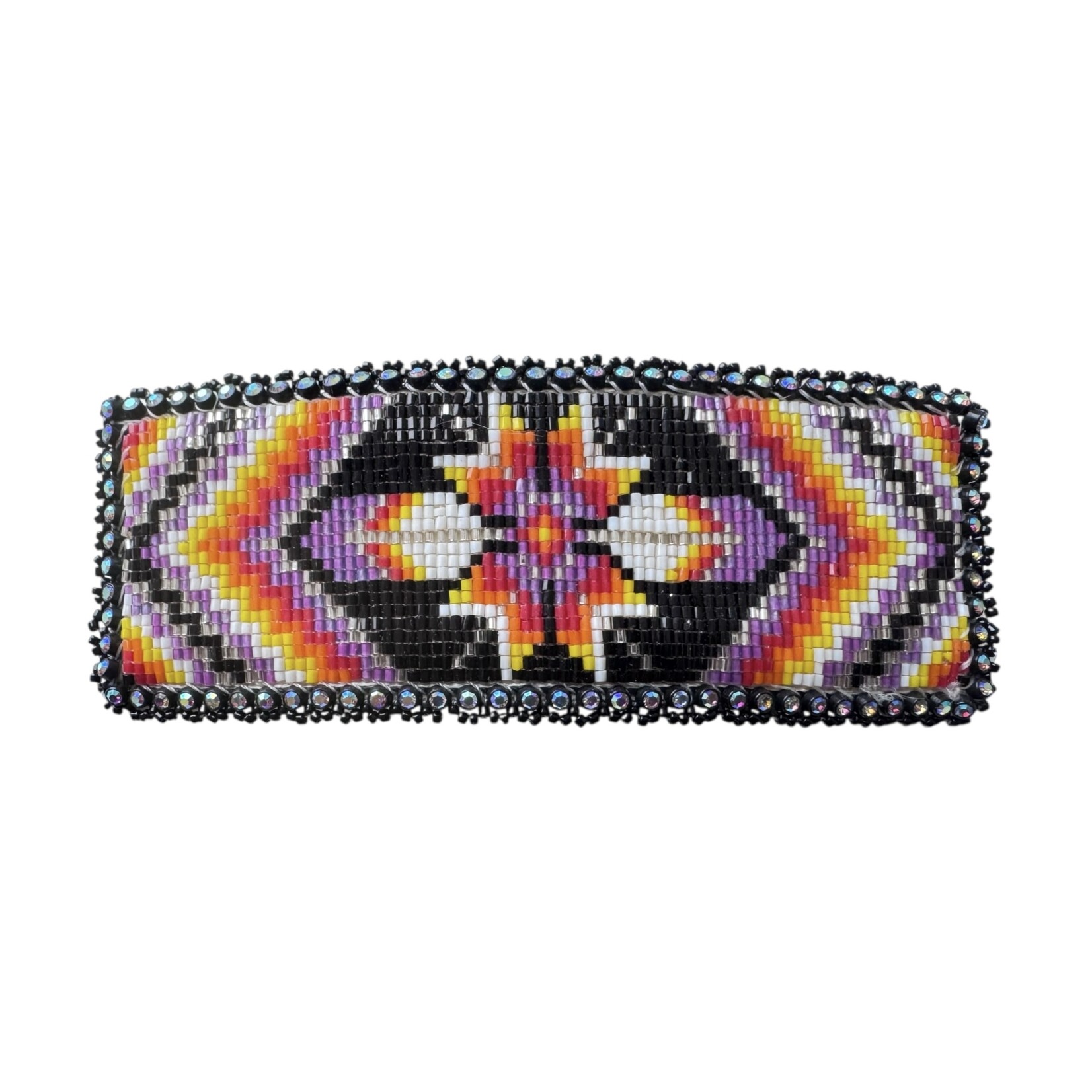 CUT GLASS BARRETTE - 25 ROWS - STAR AND FEATHERS