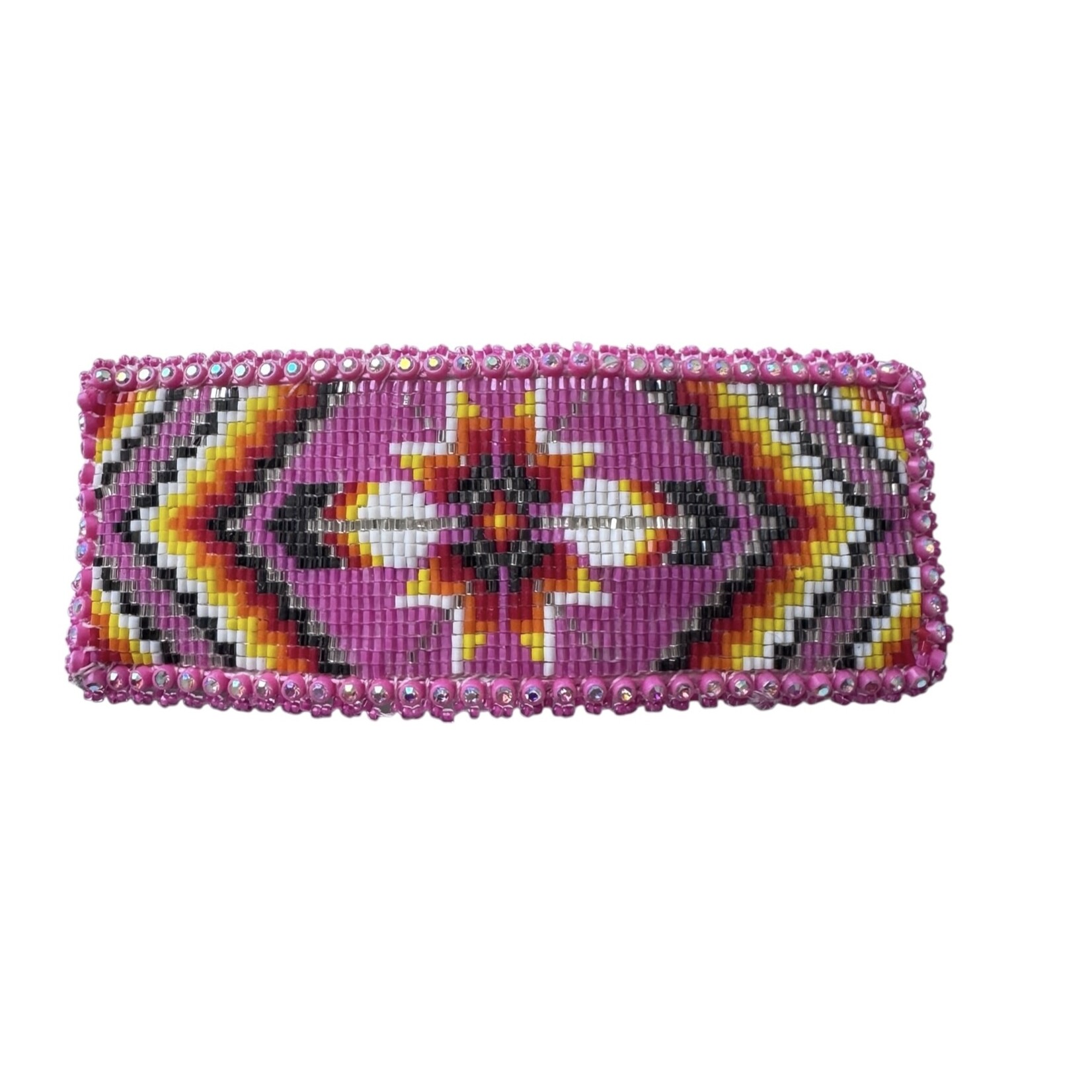 CUT GLASS BARRETTE - 25 ROWS - STAR AND FEATHERS