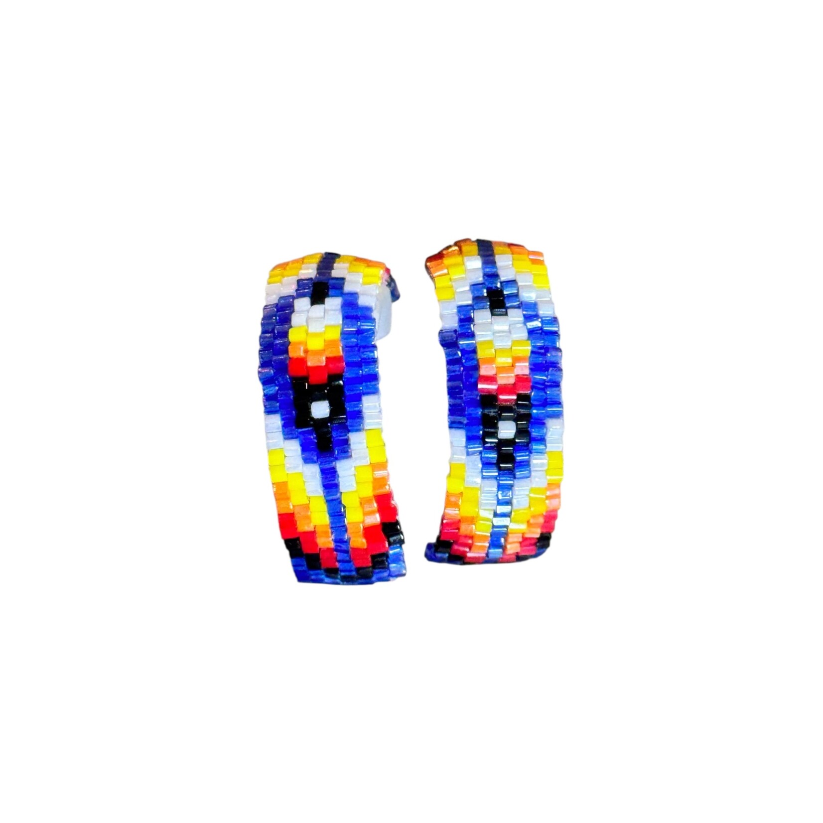 PEYOTE STITCH HOOP EARRINGS - FEATHER - 2CM