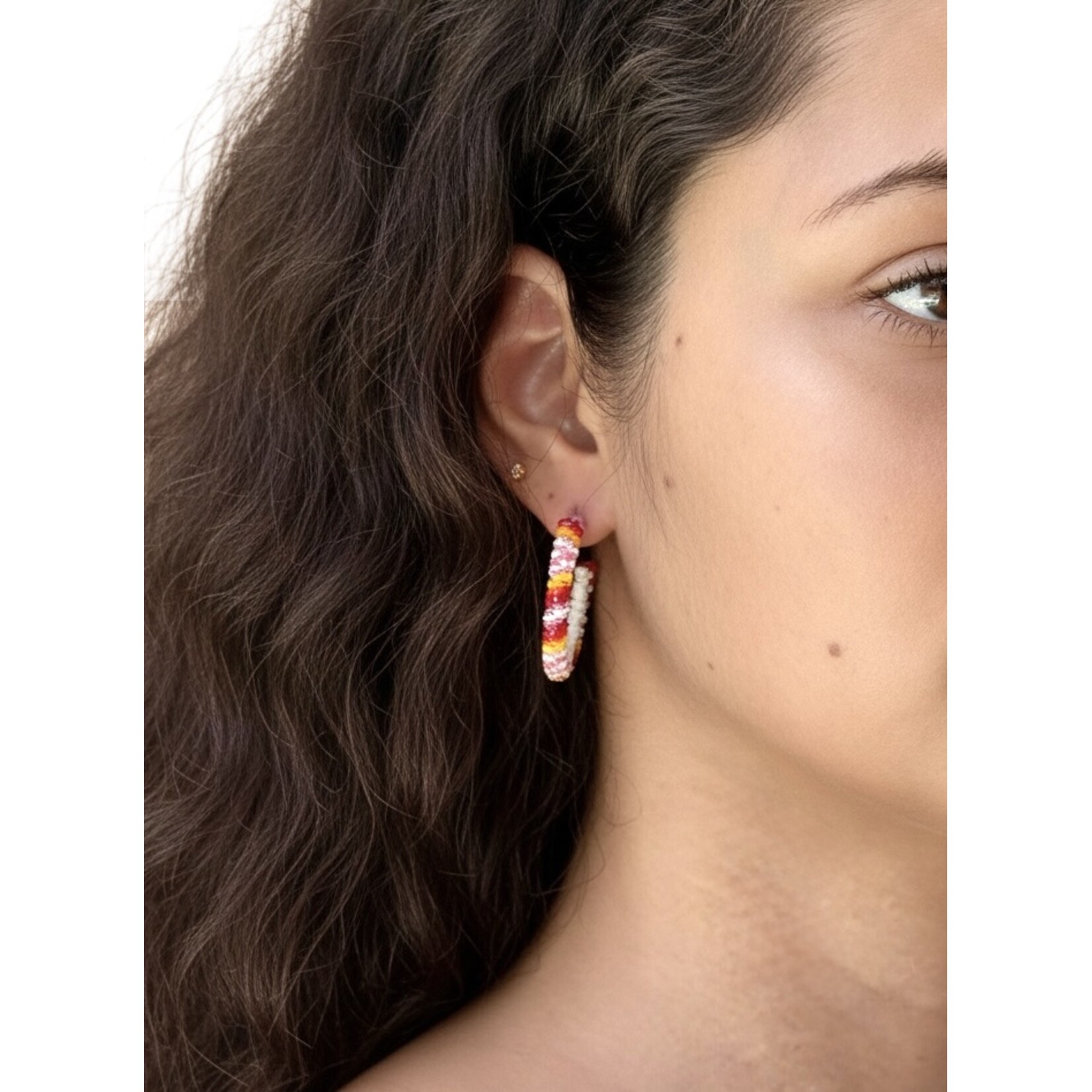 PEYOTE STITCH HOOP EARRINGS -3CM