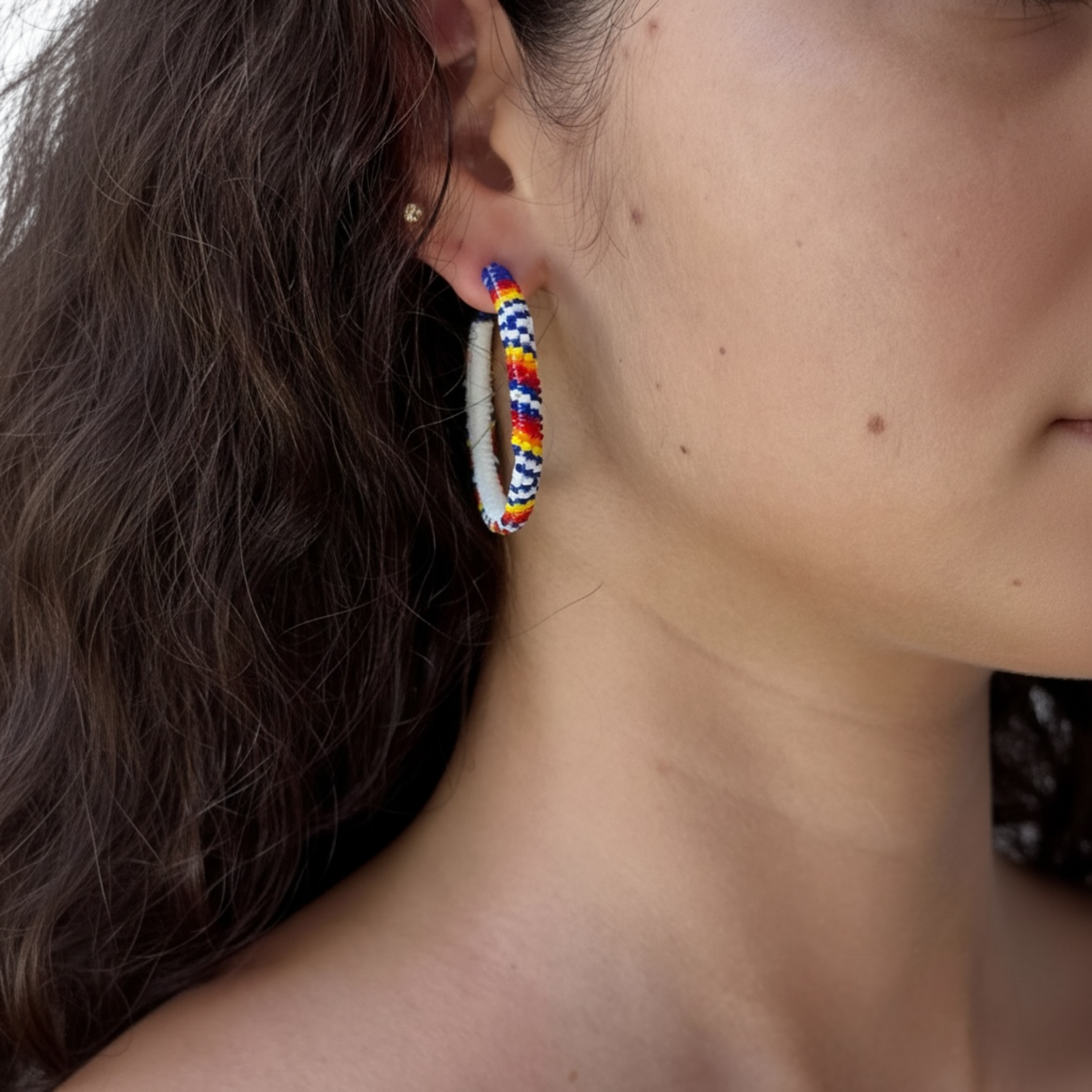 PEYOTE STITCH HOOP EARRINGS -4CM