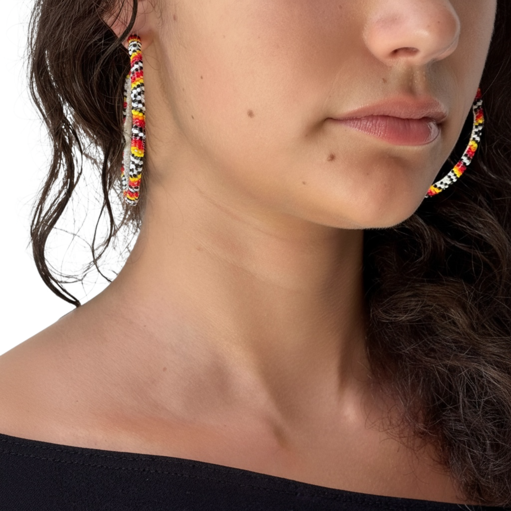 PEYOTE STITCH HOOP EARRINGS -6CM