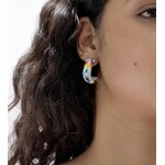PEYOTE STITCH HOOP EARRINGS - FEATHER - 2CM