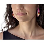 PEYOTE STITCH HOOP EARRINGS - FEATHER - 4CM