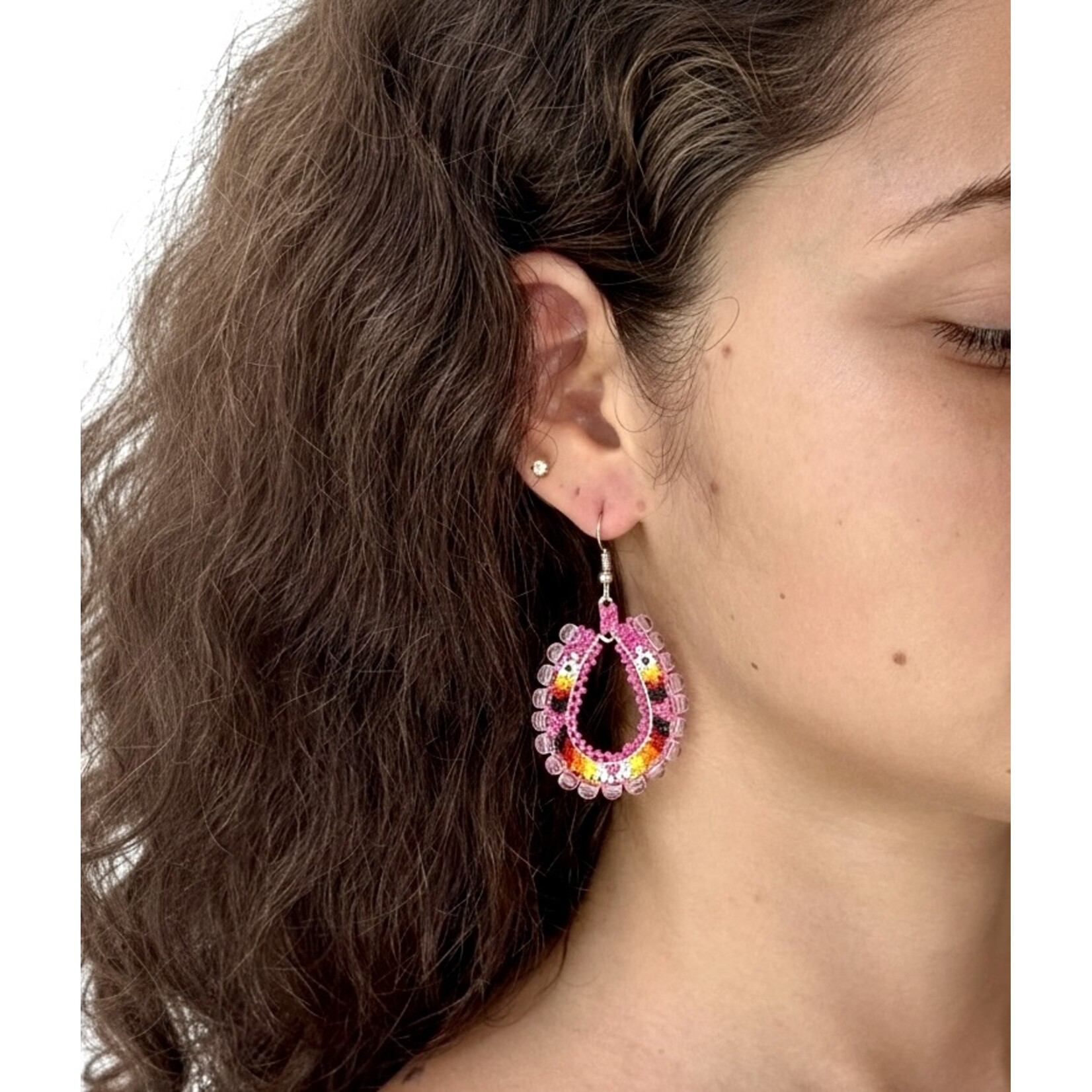 BEADED LOOP EARRINGS 4CM
