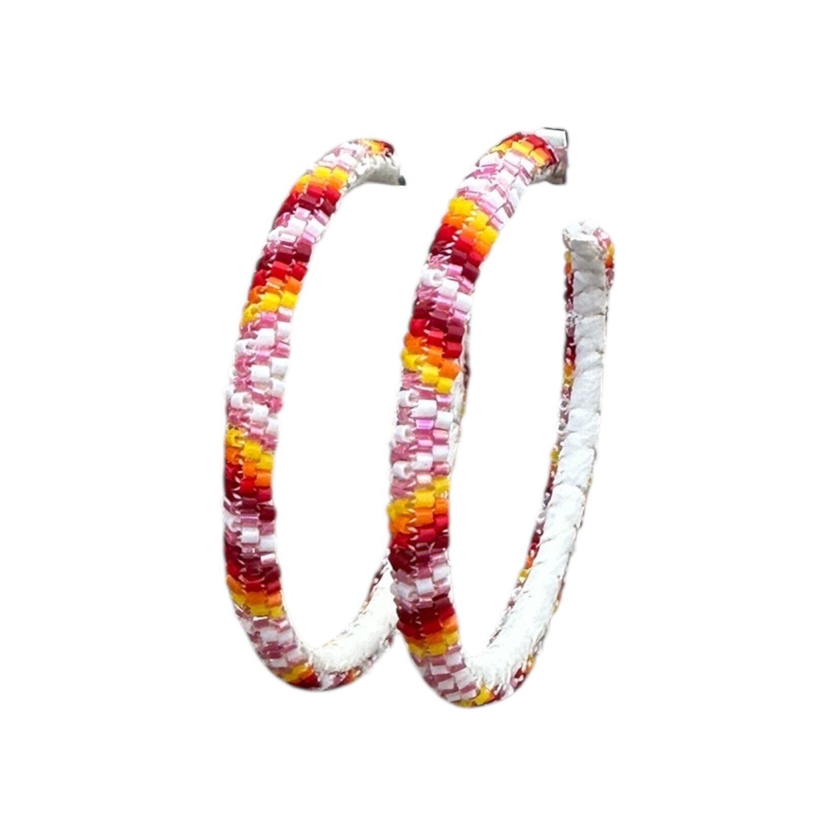 PEYOTE STITCH HOOP EARRINGS -6CM