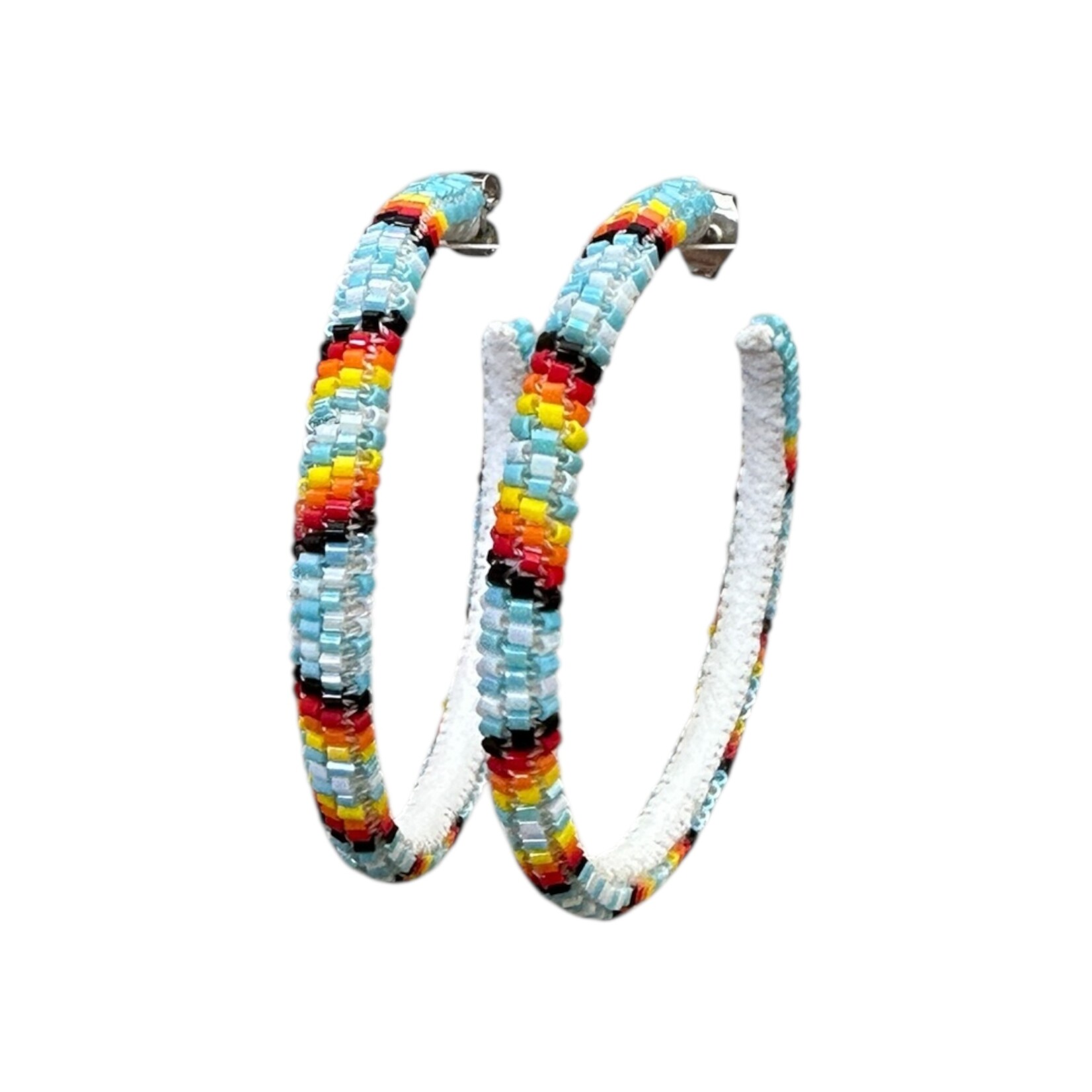 PEYOTE STITCH HOOP EARRINGS -6CM