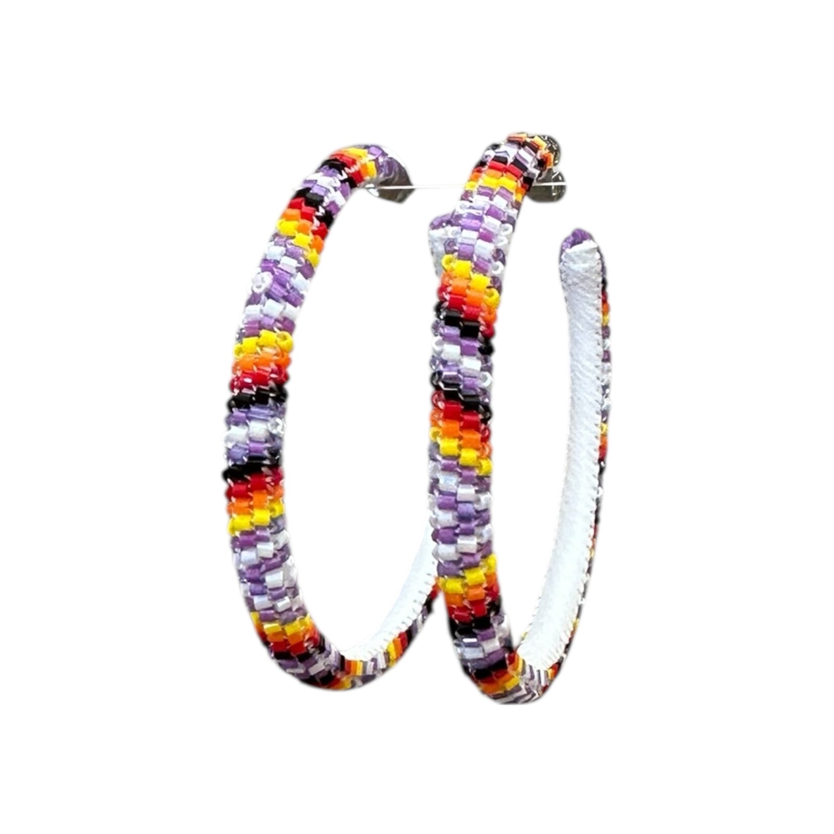 PEYOTE STITCH HOOP EARRINGS -6CM