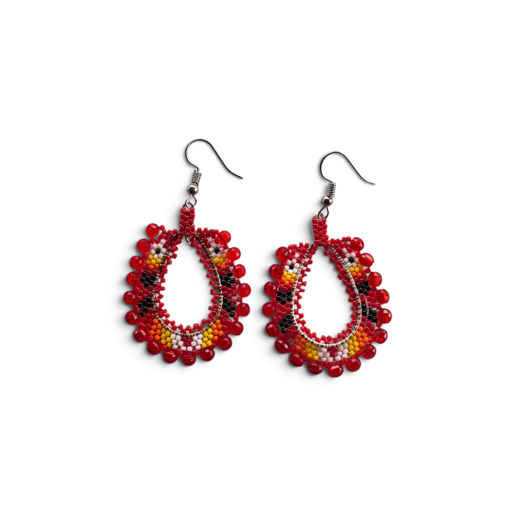 BEADED LOOP EARRINGS 4CM