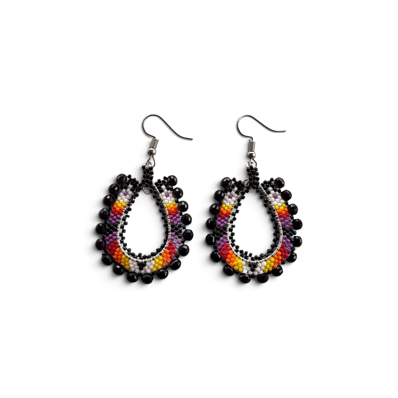 BEADED LOOP EARRINGS 4CM