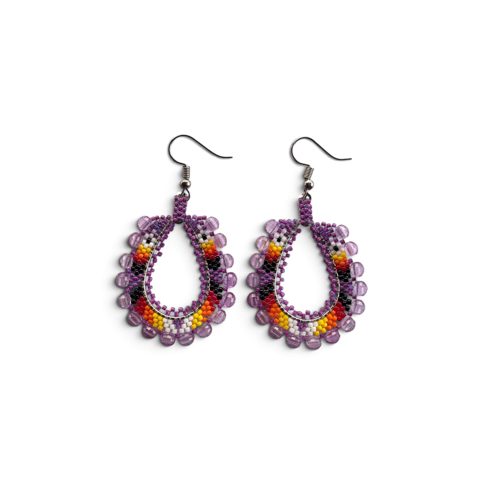 BEADED LOOP EARRINGS 4CM