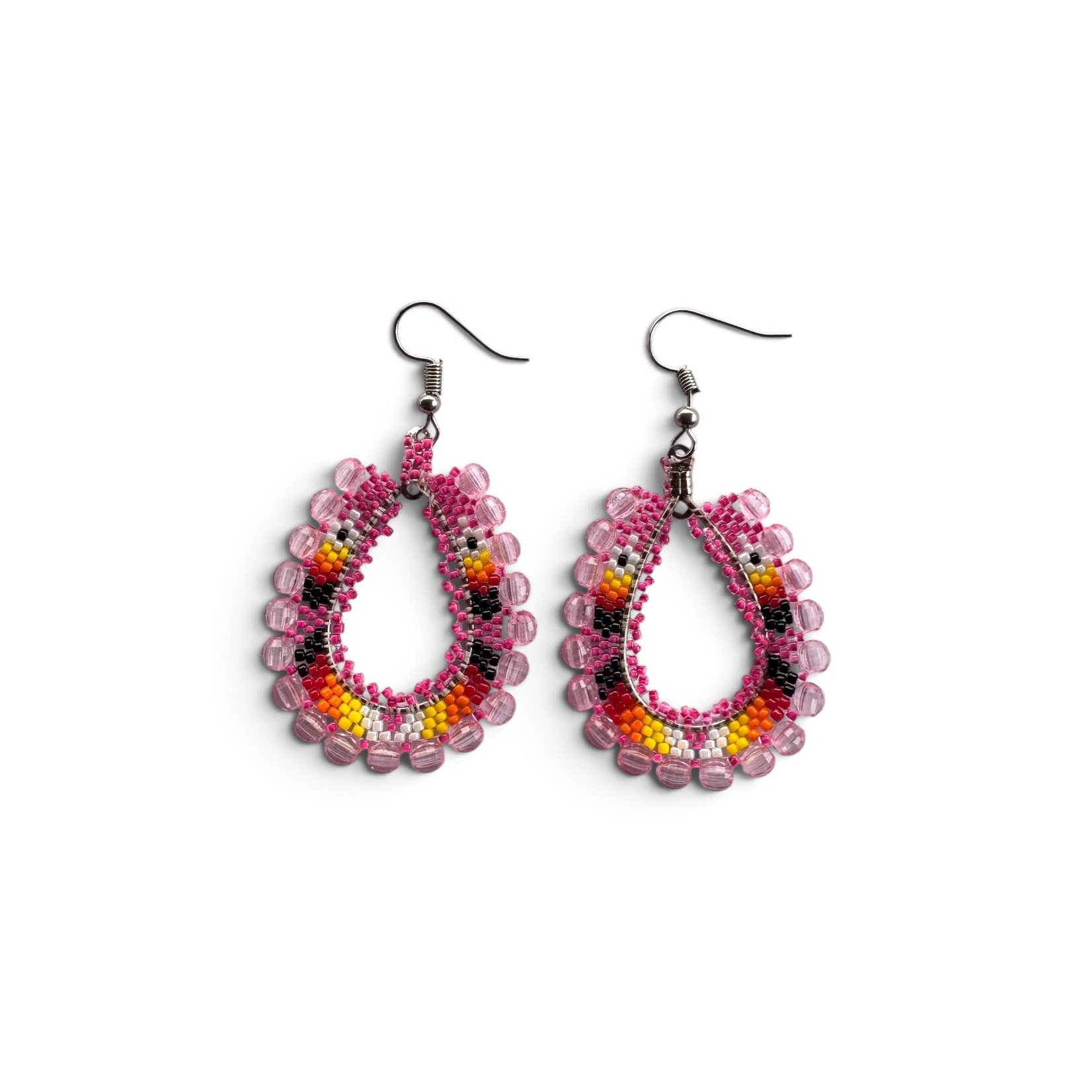 BEADED LOOP EARRINGS 4CM