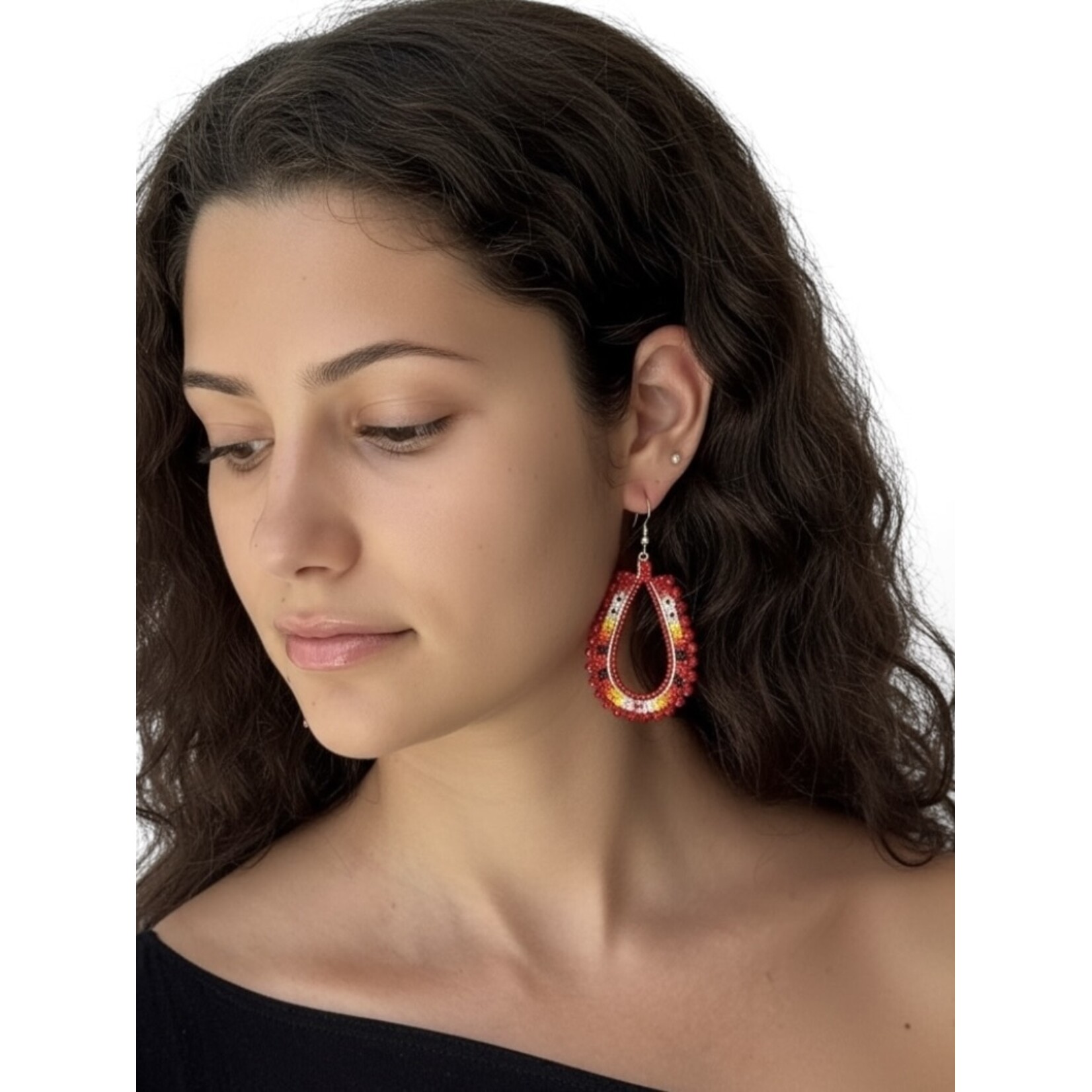 BEADED LOOP EARRINGS 6CM