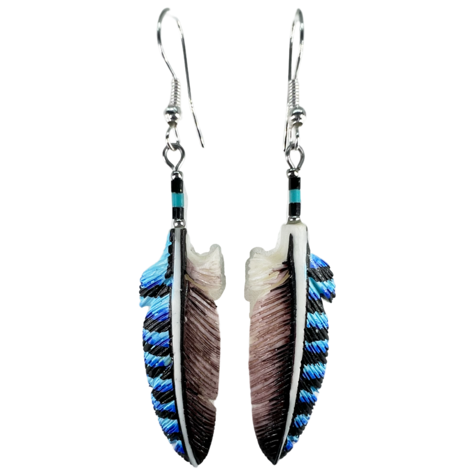 CARVED BONE EARRINGS - SPLIT FEATHER 3CM