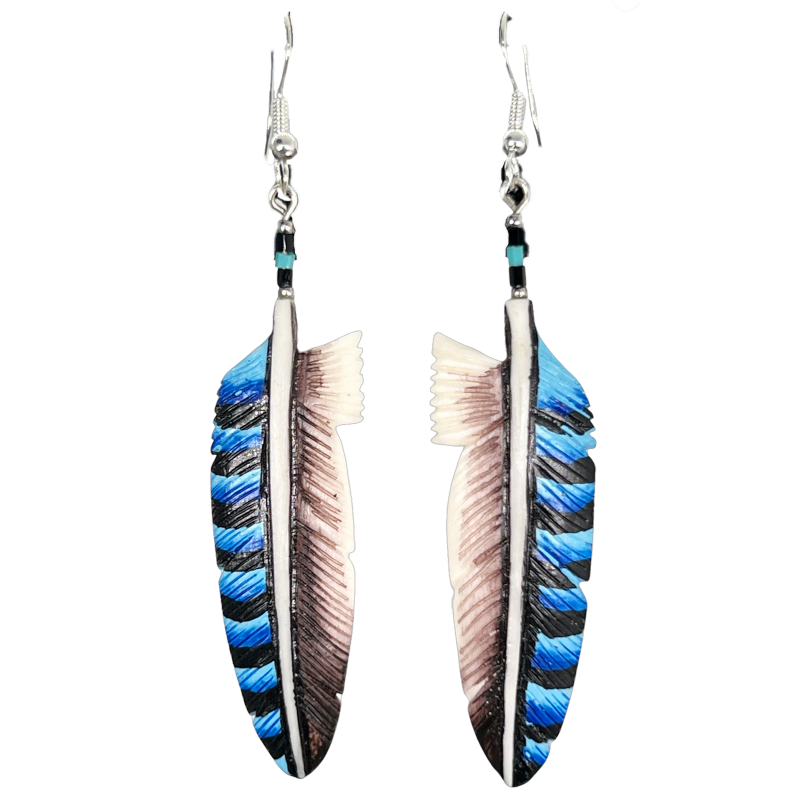 CARVED BONE EARRINGS - SPLIT FEATHER 3CM