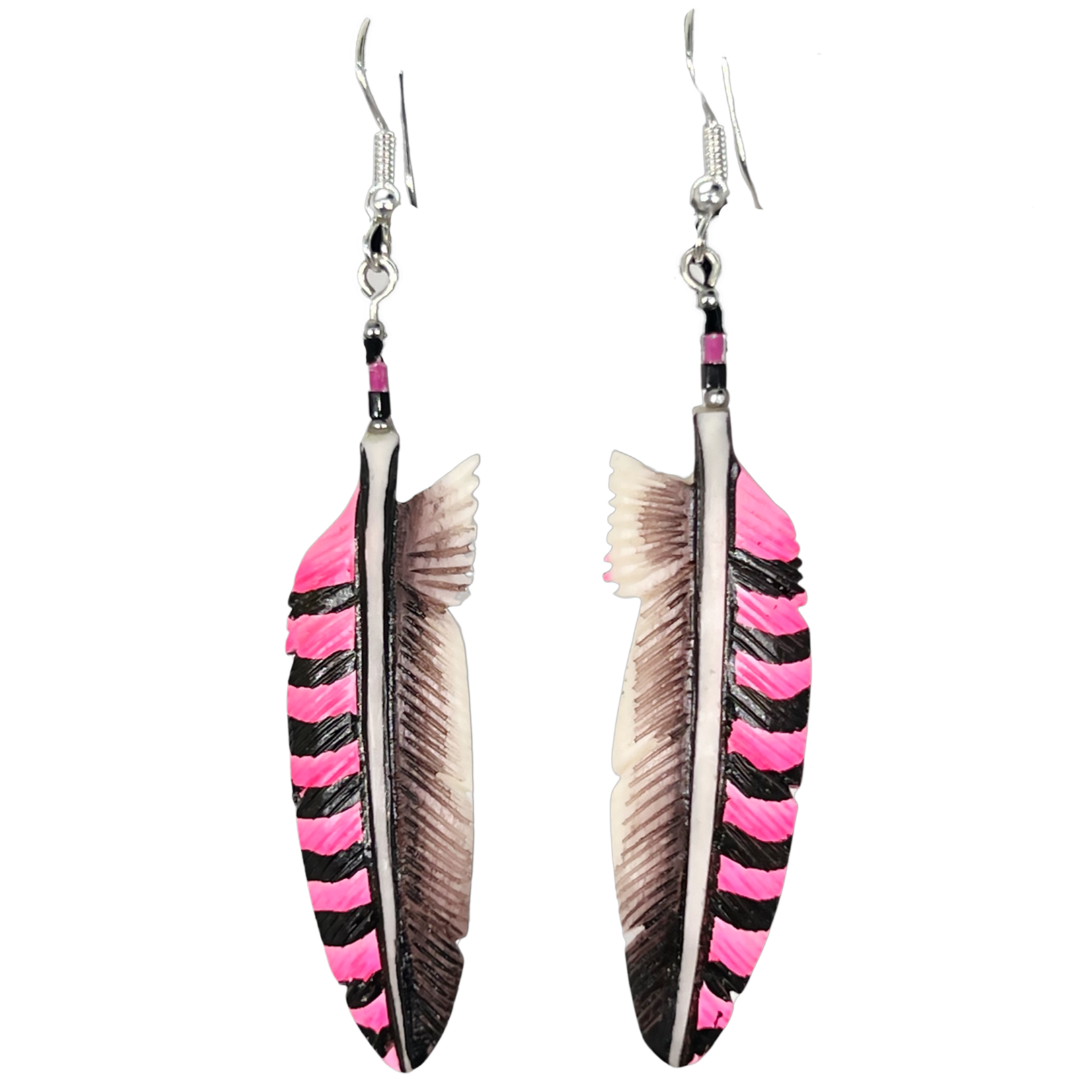 CARVED BONE EARRINGS - SPLIT FEATHER 3CM