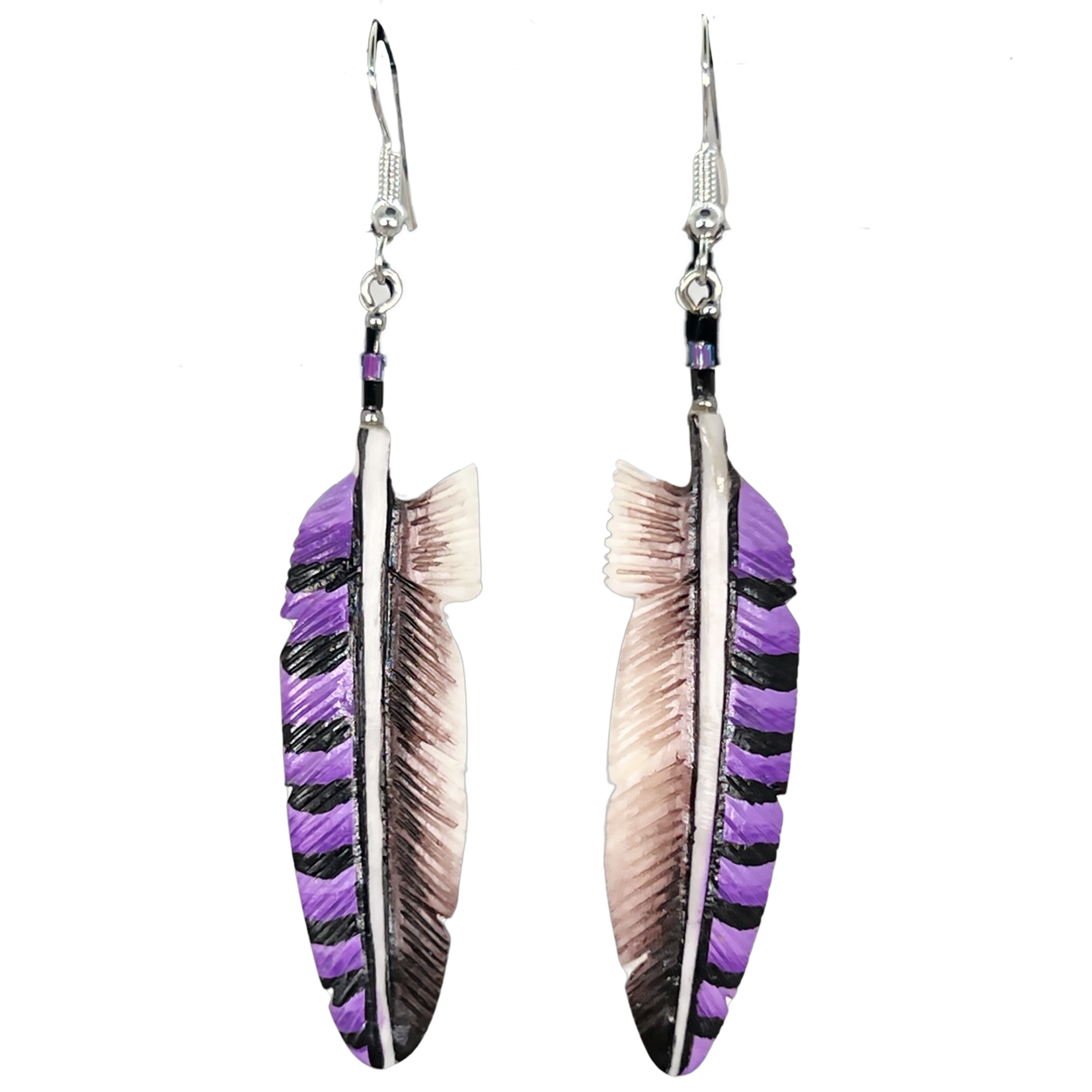 CARVED BONE EARRINGS - SPLIT FEATHER 4.5CM