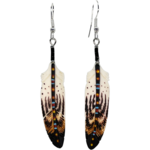 CARVED BONE EARRINGS - FEATHER PAINTED STEM