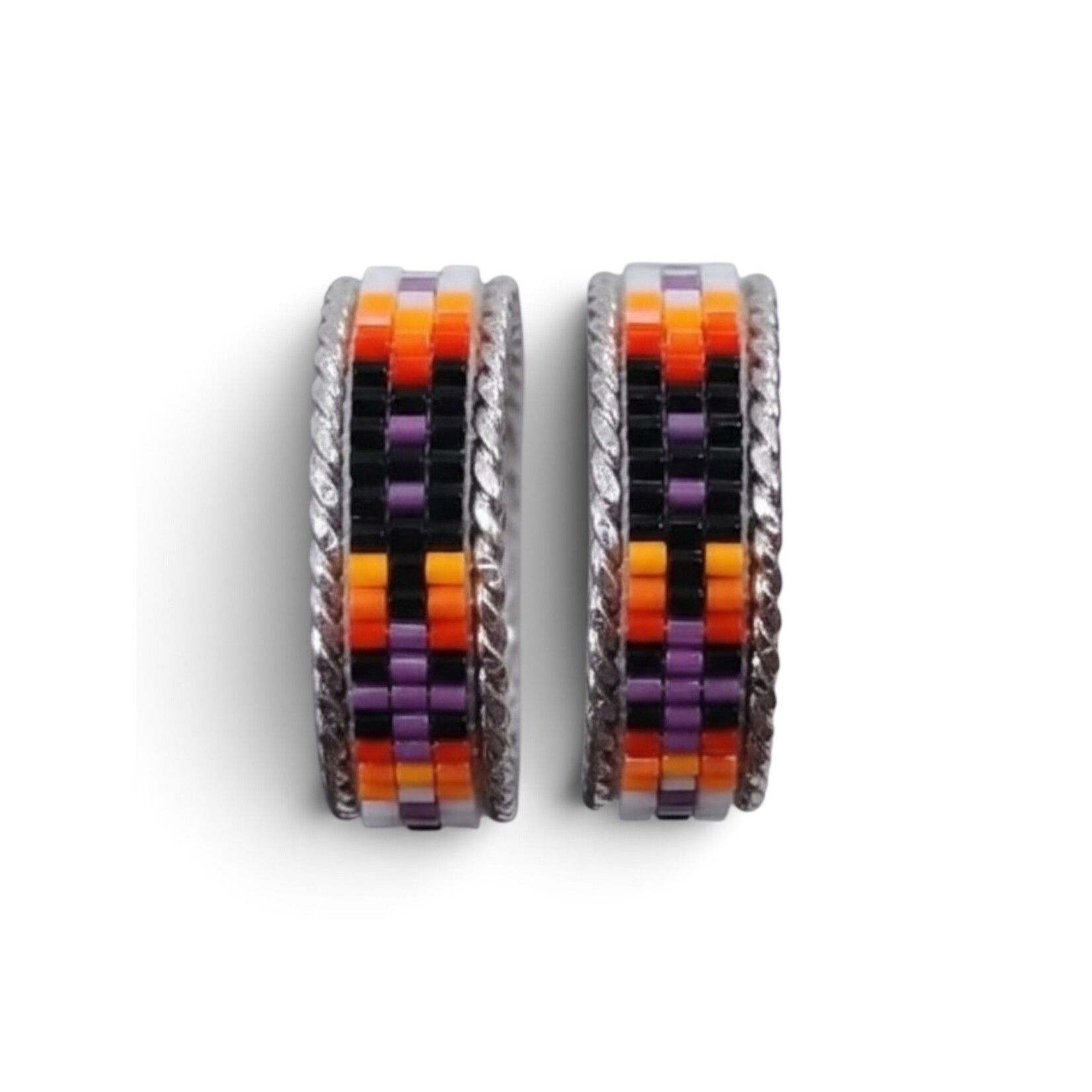 INLAY BEADED HOOP EARRING