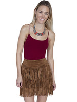 Scully Fringed Leather Skirt Large