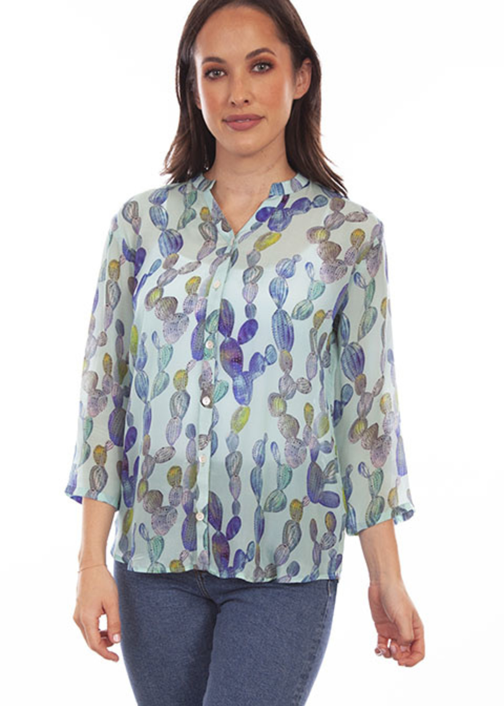 Scully Button up Cactus Print Blouse