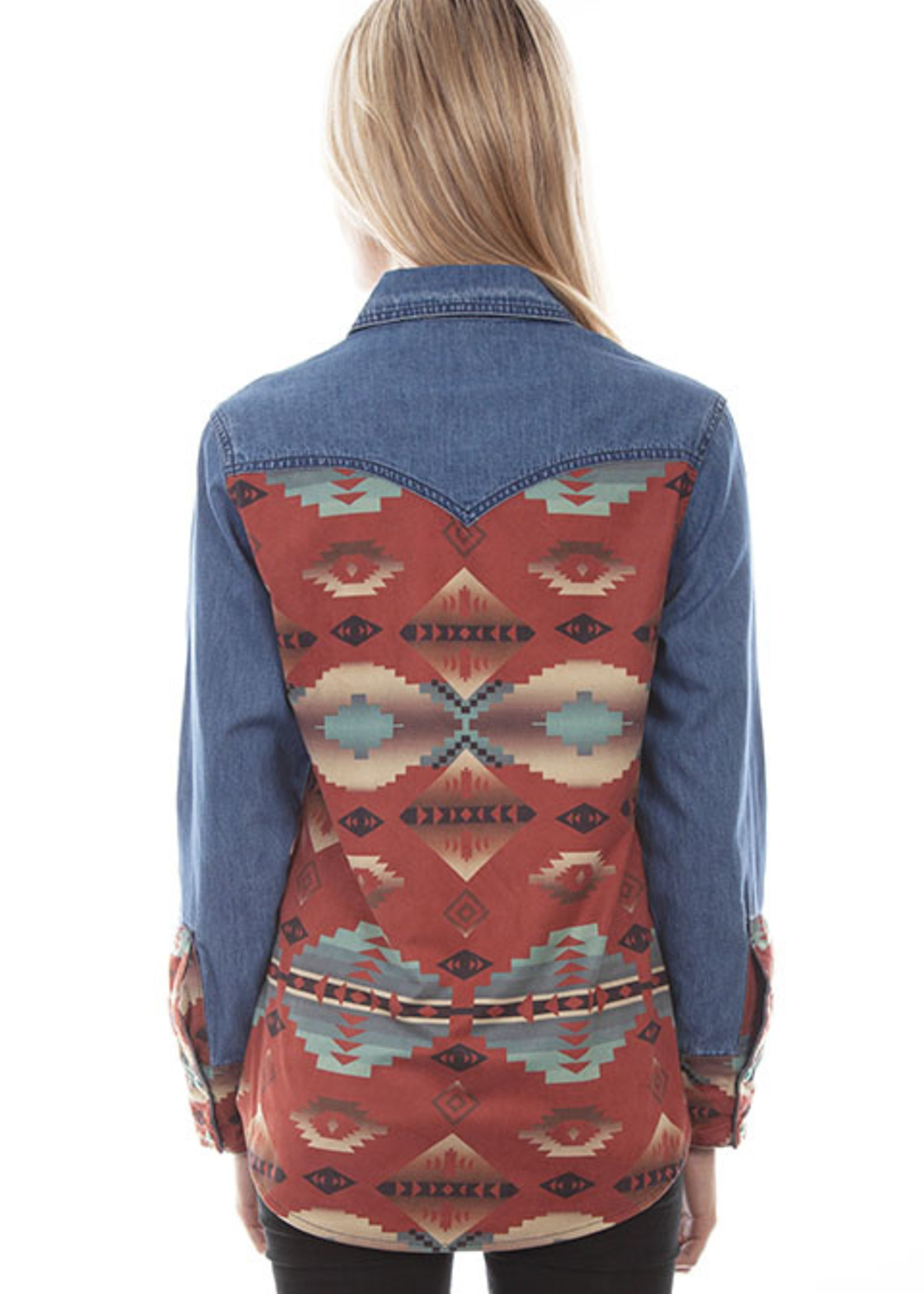 Scully Denim Shirt w/ Microfiber Navajo