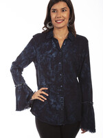 Scully Dark Blue Yolk Sleeve Shirt