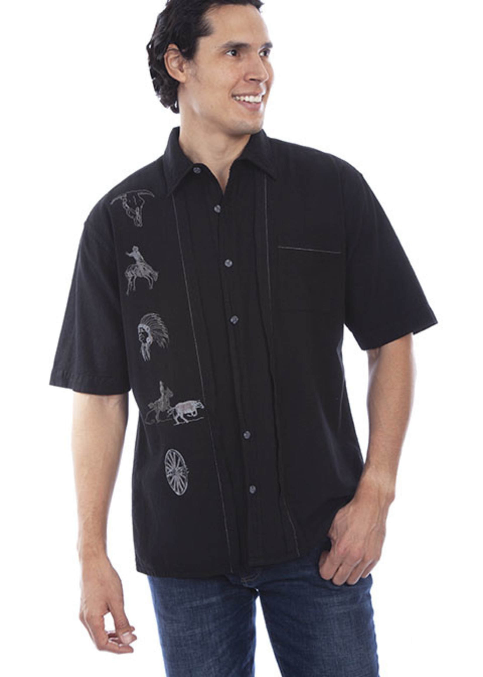 Scully Black s/s Embroidered shirt