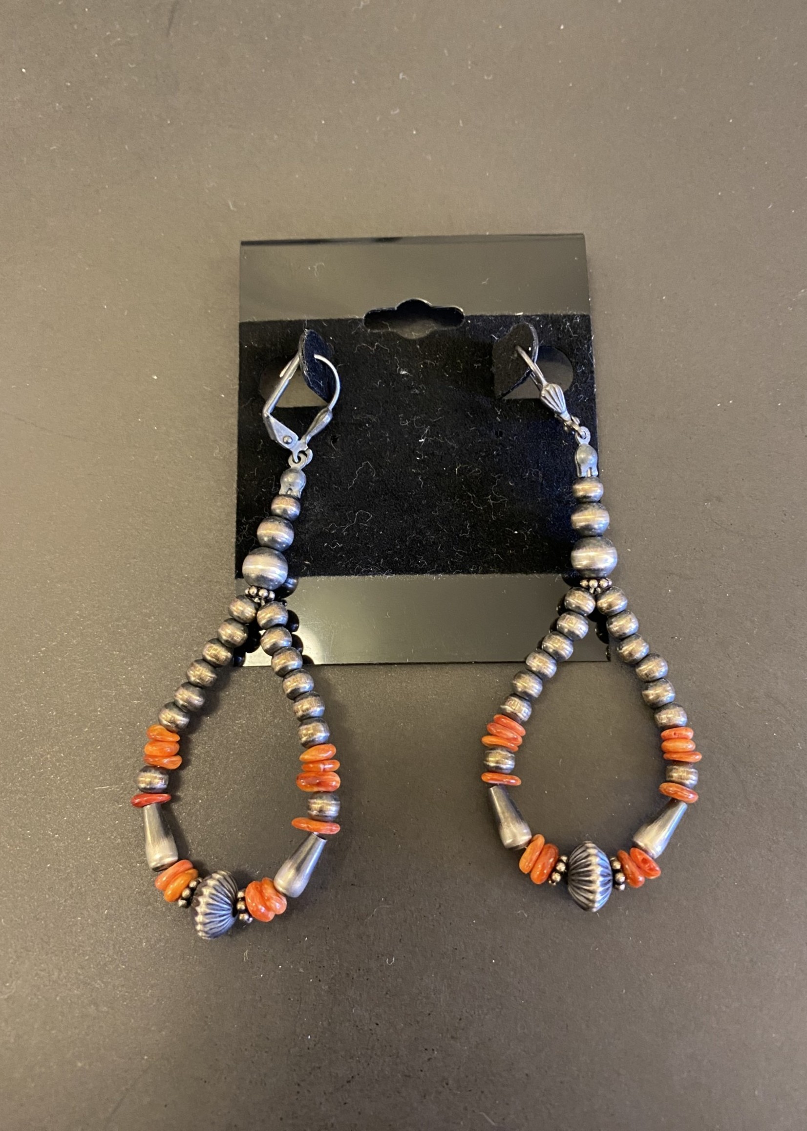 Coral/ Navajo Beads Earrings