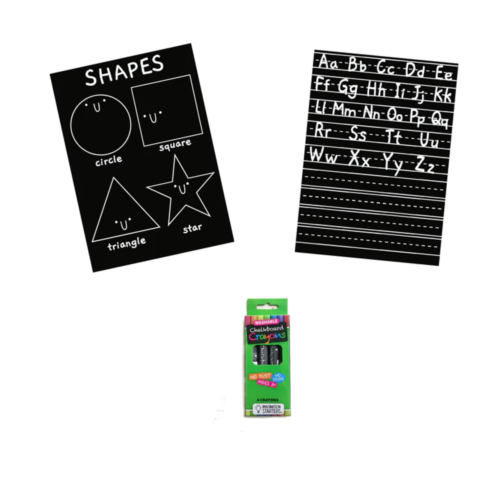 Imagination Starters Chalkboard Coloring Cards - Alphabet/Shapes