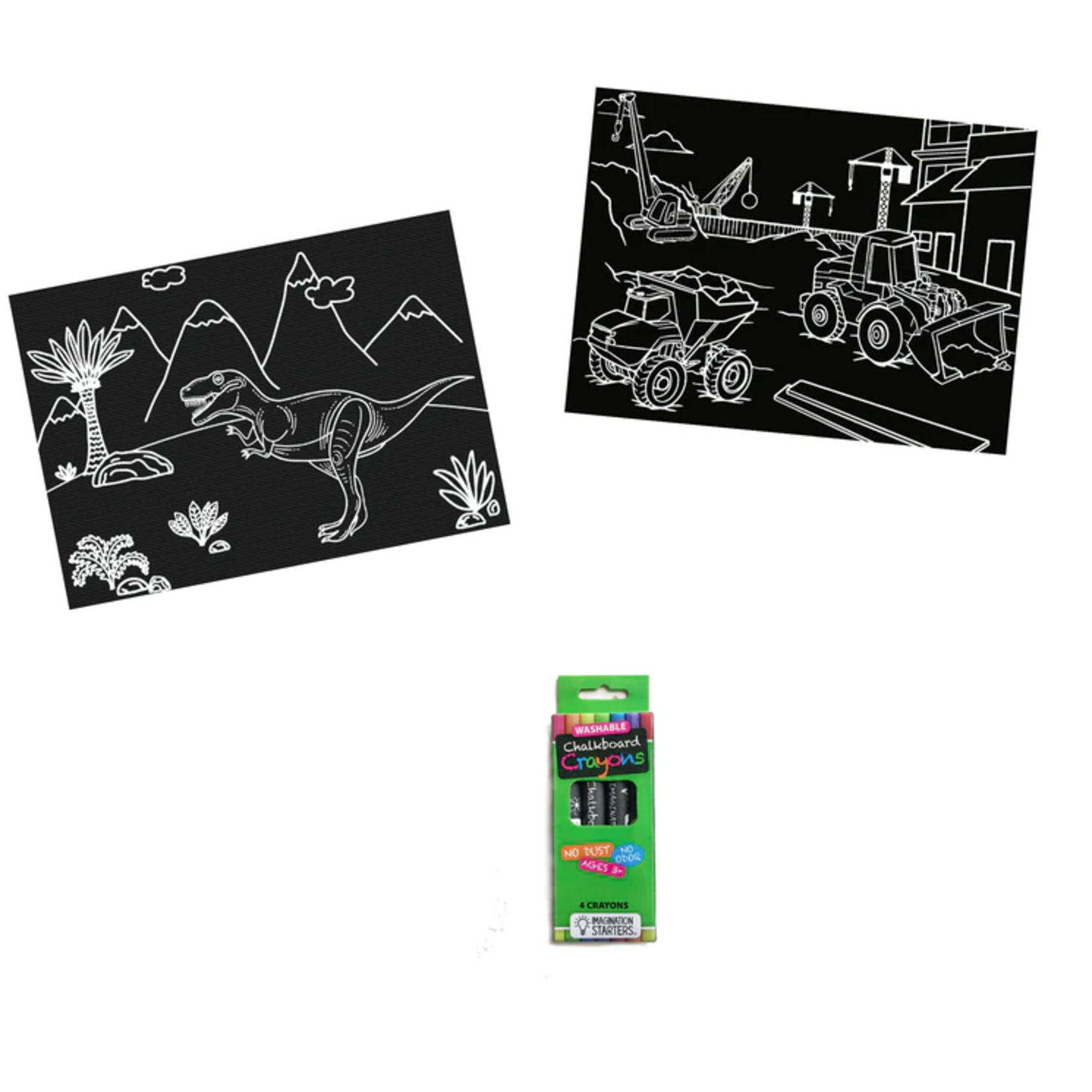 Imagination Starters Chalkboard Coloring Cards - Dino / Truck