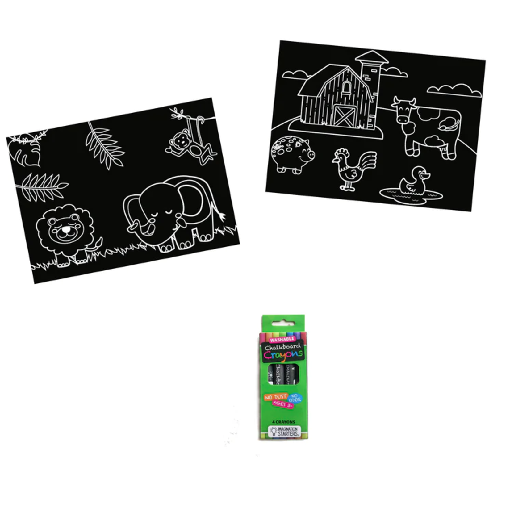 Imagination Starters Chalkboard Coloring Cards - Farm/Jungle
