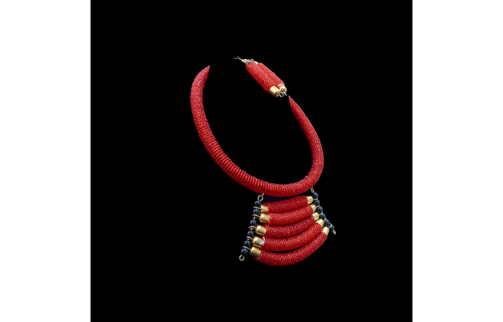 Red/black beaded Necklace set.