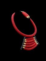 Kenya Red/black beaded Necklace set.