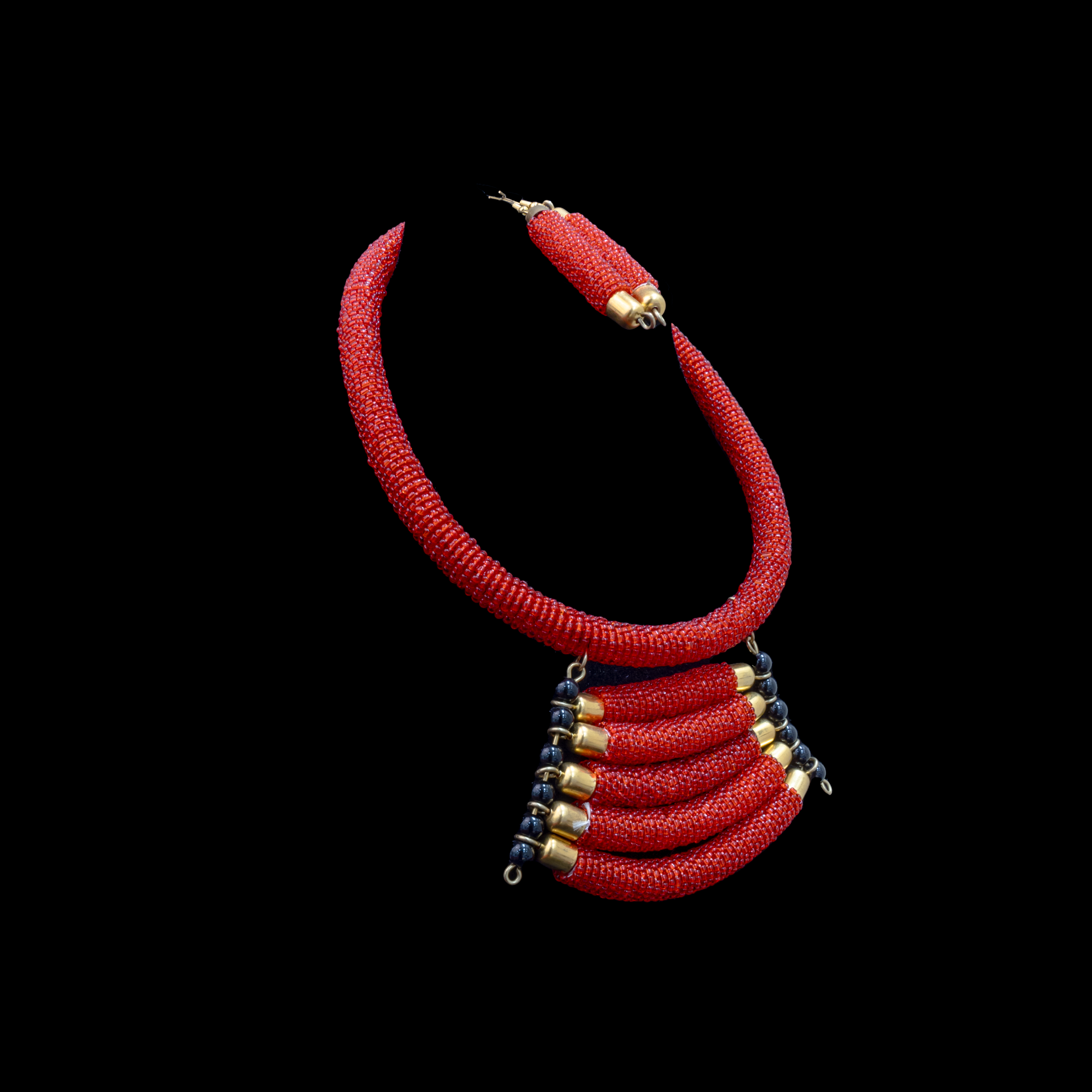 Red/black beaded Necklace set.