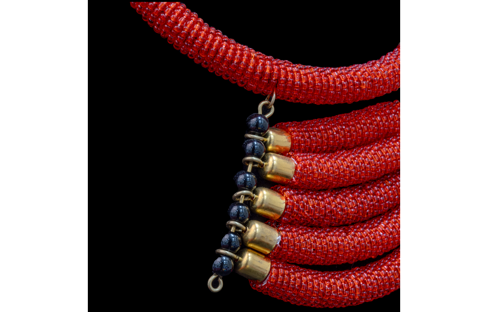 Red/black beaded Necklace set.