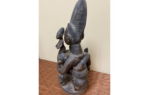 Yoruba Ajere. Used for divination. Most likely held cola nut, which are used in one of two forms of divination. 12 7/8 " h. x 6 5/8 " deep front to back. Nigeria