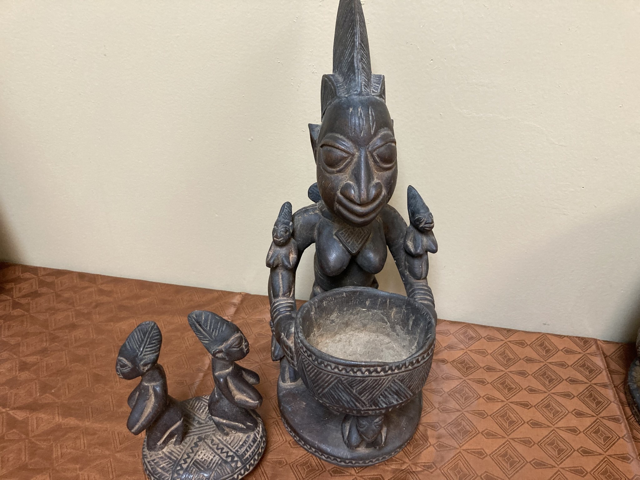 Yoruba Ajere. Used for divination. Most likely held cola nut, which are used in one of two forms of divination. 12 7/8 " h. x 6 5/8 " deep front to back. Nigeria