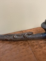 Kuba Kuba (bakuba): Wooden pipe, probably made by the Denguese who did much wood carvings as one of the 18 kuba tribes in the Democratic Republic of Congo. 16 1/4" L x 5 1/4" tall