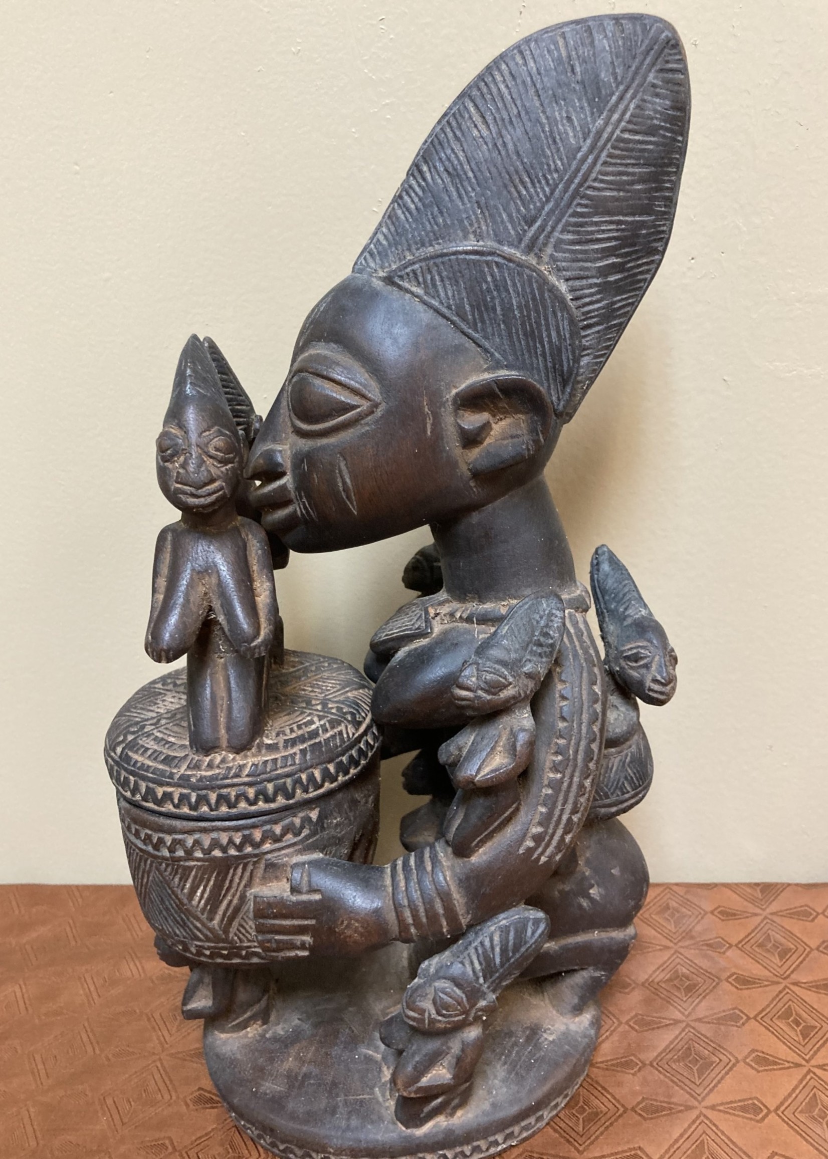 Yoruba Yoruba Ajere. Used for divination. Most likely held cola nut, which are used in one of two forms of divination. 12 7/8 " h. x 6 5/8 " deep front to back. Nigeria