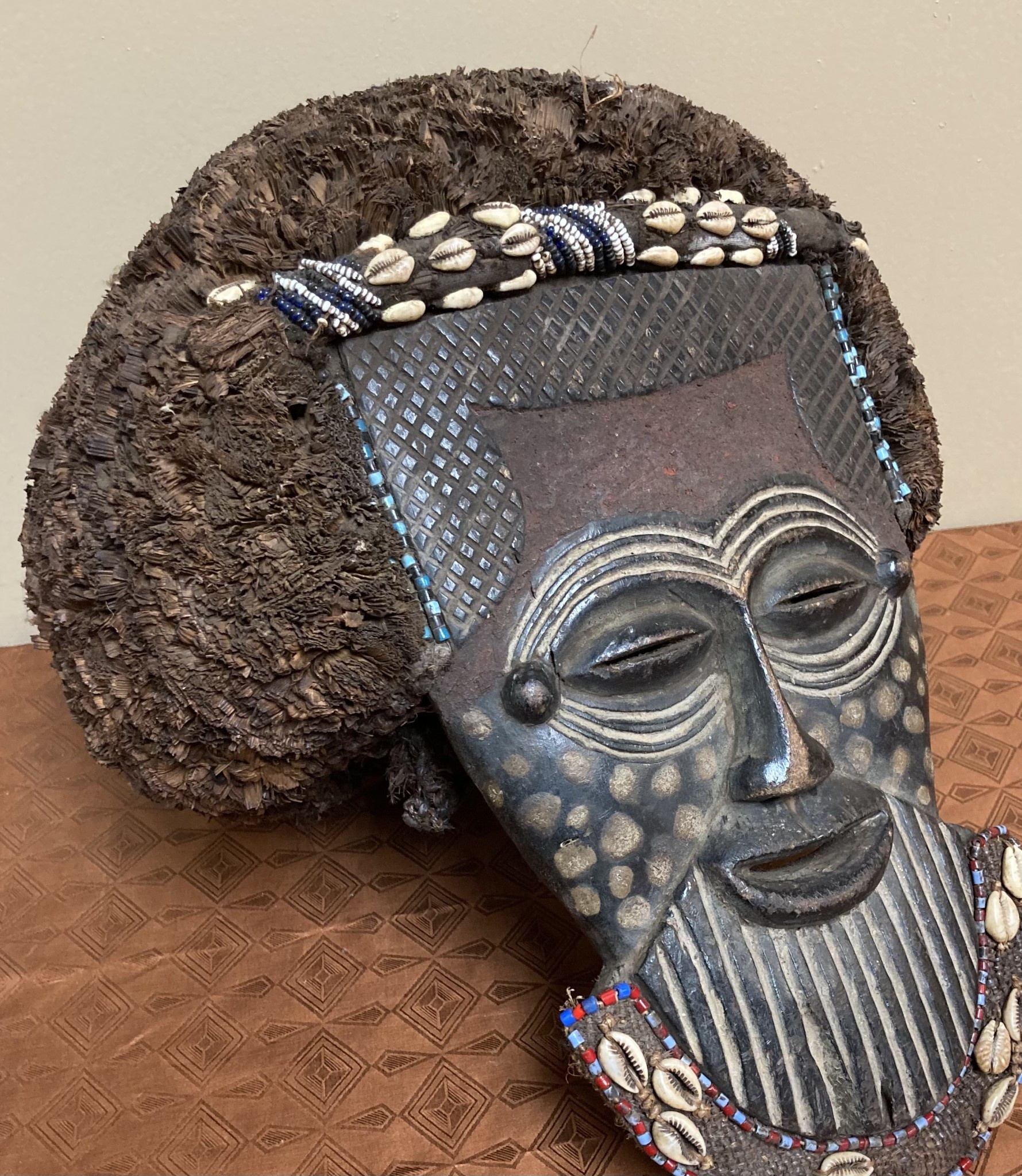 Lele are 1 of the 18 Kuba tribes. The Lele carve and dance mask like this at their annual founding of the tribe ceremonies. Dem Rep of Congo.