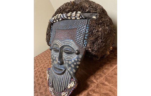 Lele are 1 of the 18 Kuba tribes. The Lele carve and dance mask like this at their annual founding of the tribe ceremonies. Dem Rep of Congo.