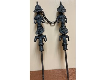 Yoruba Edan of the Ogboni Society: These bronze figures act as an emblem of this co-ed secret society. Members wear a small version of this around their necks. Nigeria. From bottom of spike ot top of