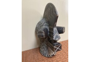 Songye (Basongye if pluralized) mask. They are used by their Bwadi Bwakifwebe secret society. This one is male as expressed by the crest rising above the head. Democratic Rep of Congo. 17 ⅝” tall