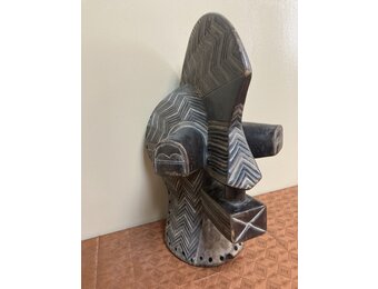 Songye (Basongye if pluralized) mask. They are used by their Bwadi Bwakifwebe secret society. This one is male as expressed by the crest rising above the head. Democratic Rep of Congo. 17 ⅝” tall