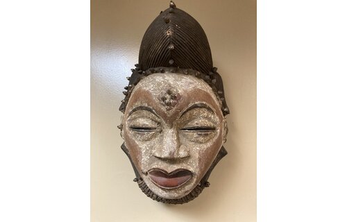Punu (Bapunu) mask that was probably used in invitations. 17” H x 9” W. The Bapunu live in Gabon.