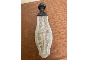 Kuba ceremonial dagger with wooden handle from Dem Rep of Congo. 14 ¾” in long.