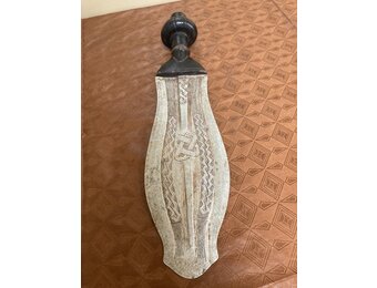 Kuba ceremonial dagger with wooden handle from Dem Rep of Congo. 14 ¾” in long.