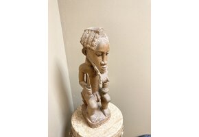 Baule figure from the colonial period. 18 ⅜” tall and 6 ⅛” deep. Ivory Coast.